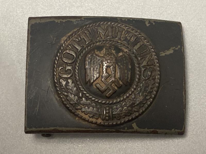 German Army Heer Grey Painted Steel Belt Buckle