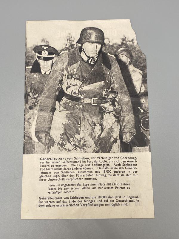 Original Leaflet Surrender of Cherbourg 1944