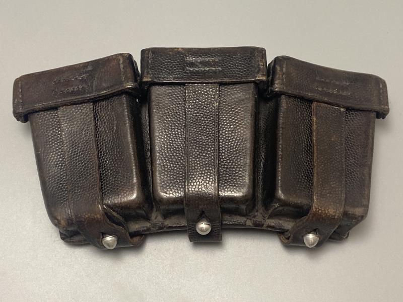 German K98k Black Leather Ammo Pouch Gustav Reinhardt Berlin 1939