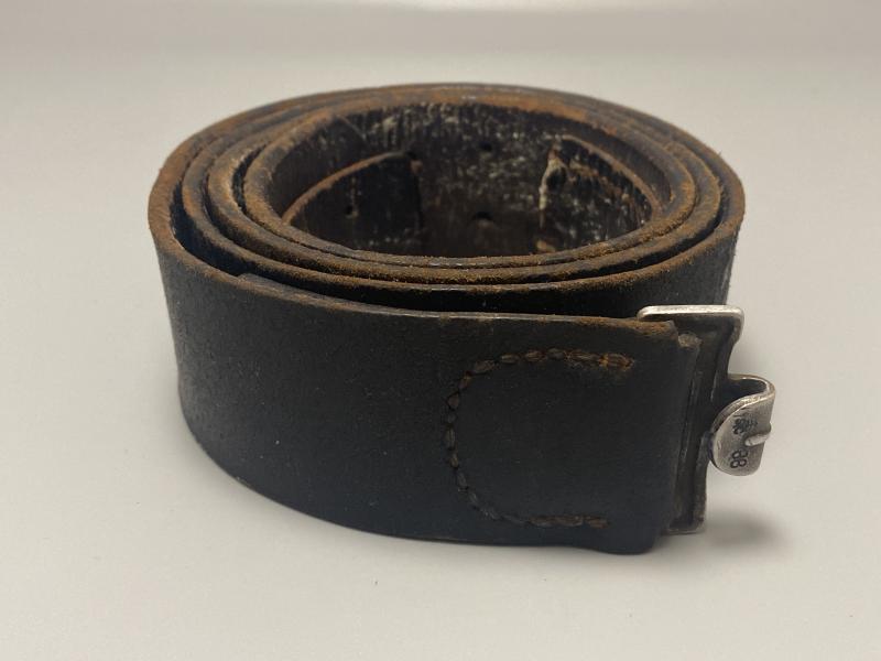 Black Leather German Army Combat Belt 110cm 1943 Dated
