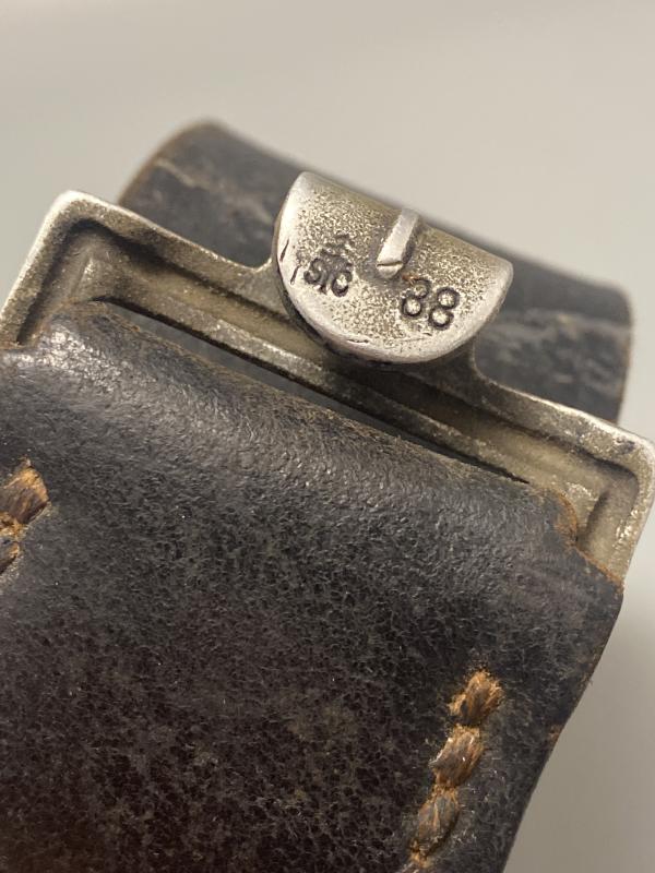 Black Leather German Army Combat Belt 110cm 1943 Dated