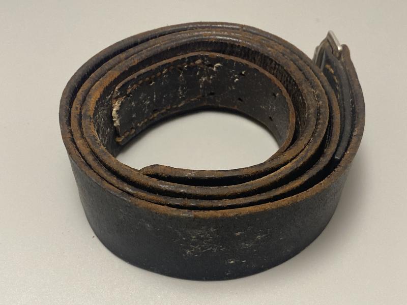 Black Leather German Army Combat Belt 110cm 1943 Dated
