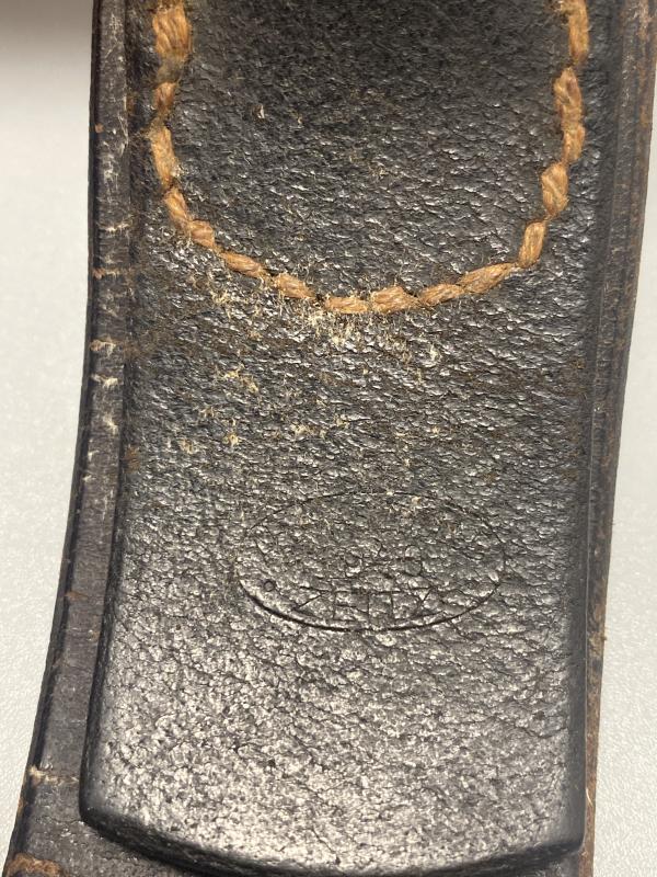 Black Leather German Army Combat Belt 110cm 1943 Dated