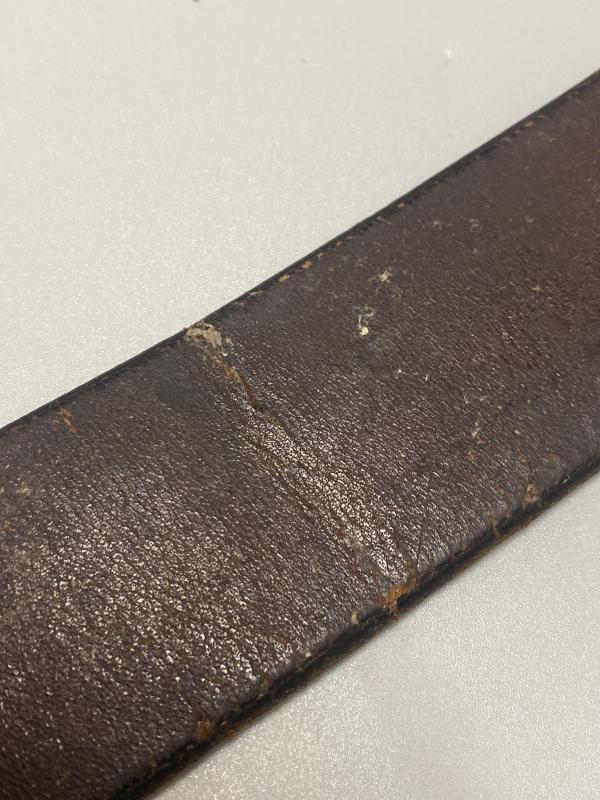 Black Leather German Army Combat Belt 110cm 1943 Dated