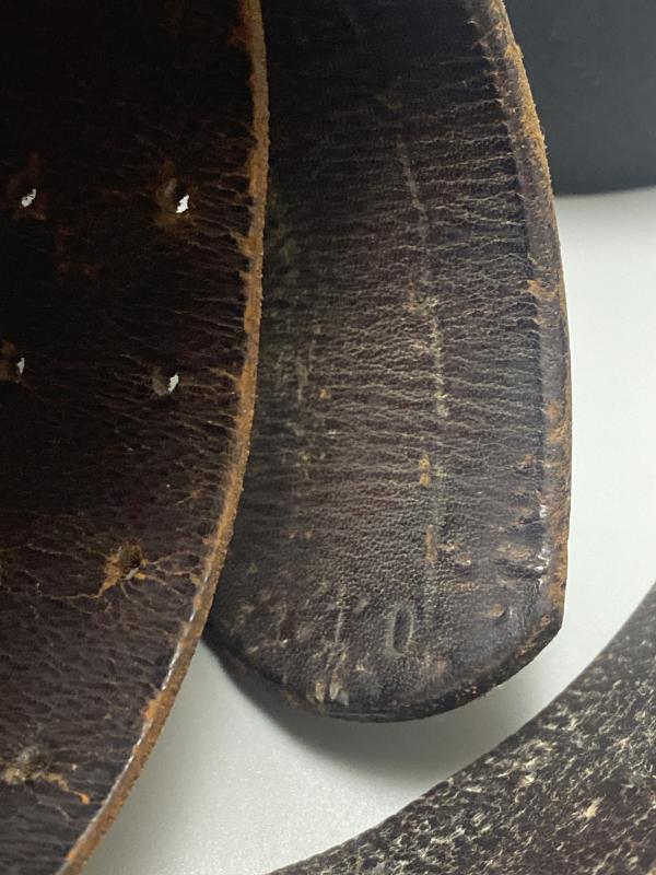 Black Leather German Army Combat Belt 110cm 1943 Dated