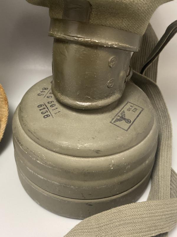 German Army Gas Mask & Tin Gren. Ernst Meret