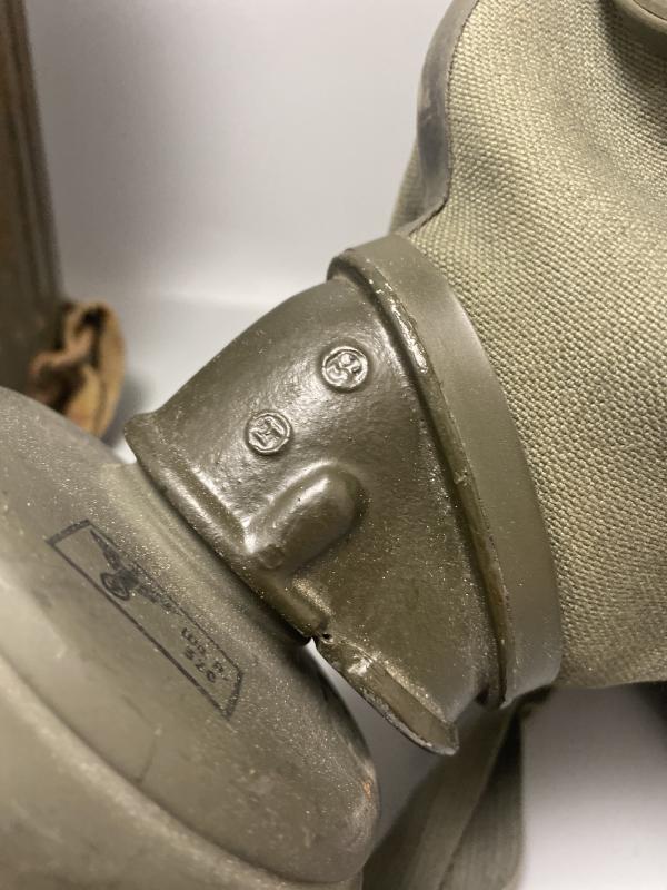 German Army Gas Mask & Tin Gren. Ernst Meret