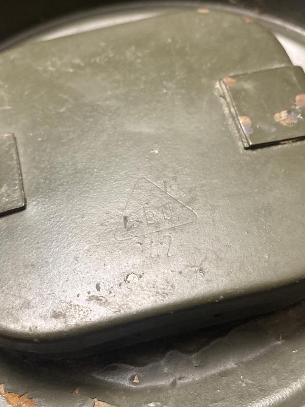 German Army Gas Mask & Tin Gren. Ernst Meret