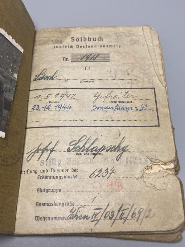 German Army Sonderfuhrer Josef Schtapsky Wounded Northern France 1944