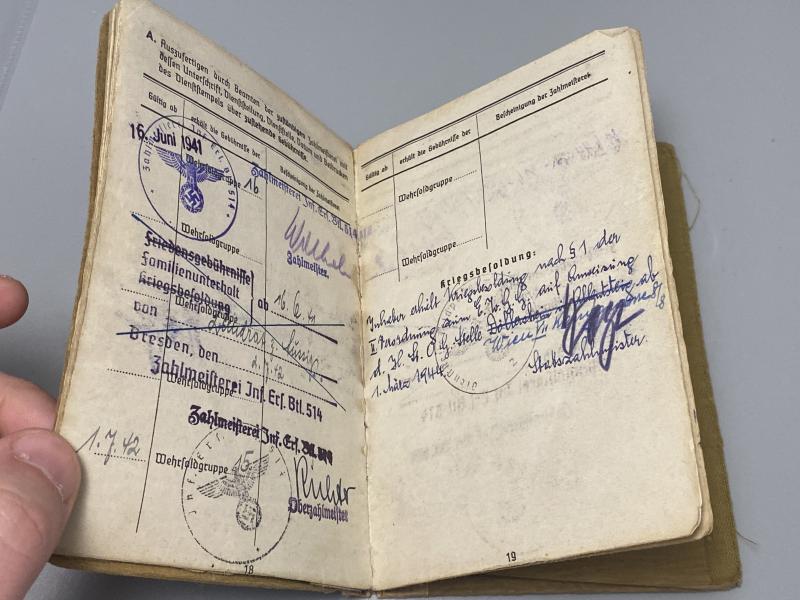 German Army Soldbuch Obergefreiter Klement 243 Infantry Division Normandy