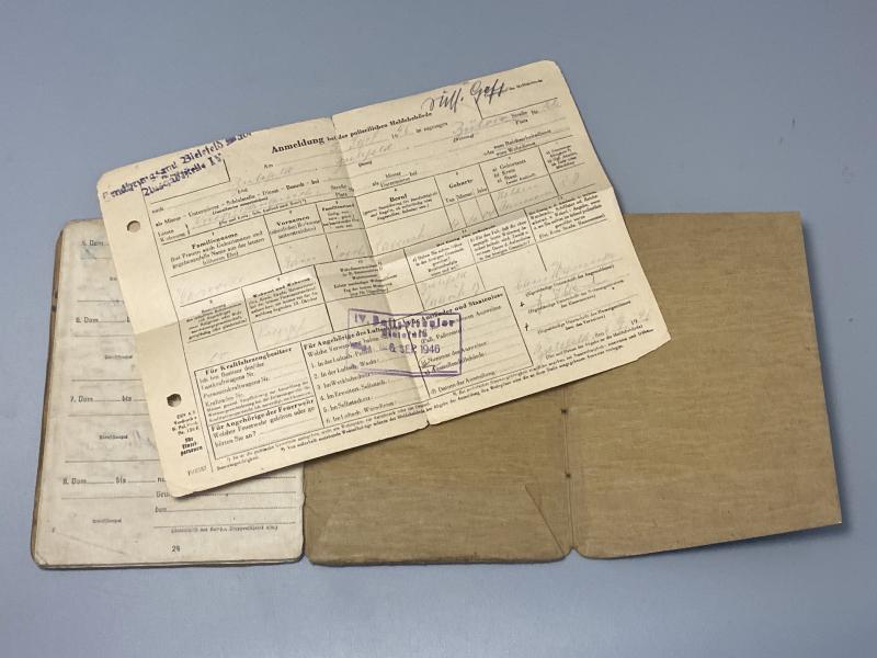 German Army Soldbuch Gefreiter Johannes Warnecke Stamm.Kp.KF.Ers.Abt.26.