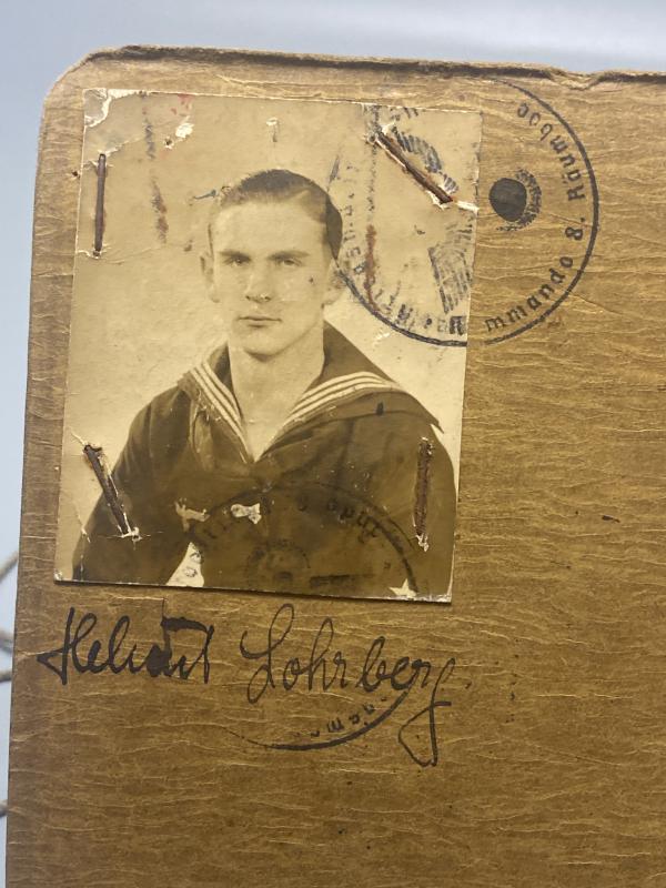 German Kriegsmarine Soldbuch & Dog Tag Matrosenhauptgefreiter Helmut Lohrberg