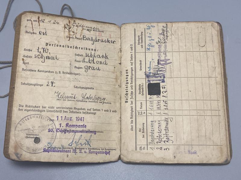 German Kriegsmarine Soldbuch & Dog Tag Matrosenhauptgefreiter Helmut Lohrberg
