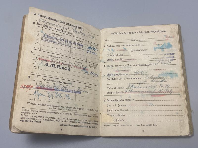 German Army Soldbuch Obergefreiter Karl Mois Grenadier Regt 687