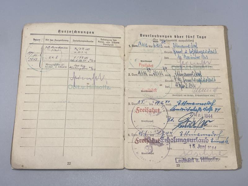 German Army Soldbuch Obergefreiter Karl Mois Grenadier Regt 687