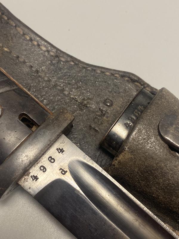 German K98k Bayonet Matching 4964 J.Sch 1940 With Frog