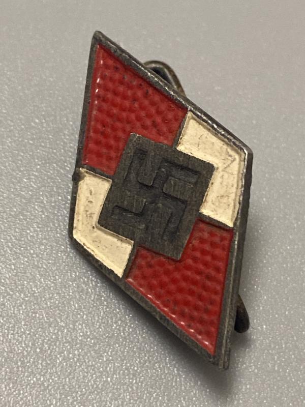 Late War Zinc Painted Hitler Youth Diamond Badge RZM 93