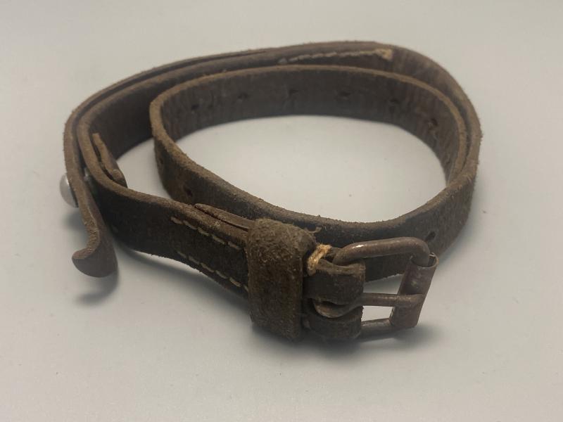 German Black Leather Zeltbahn Equipment Strap Kuppenheim 1942