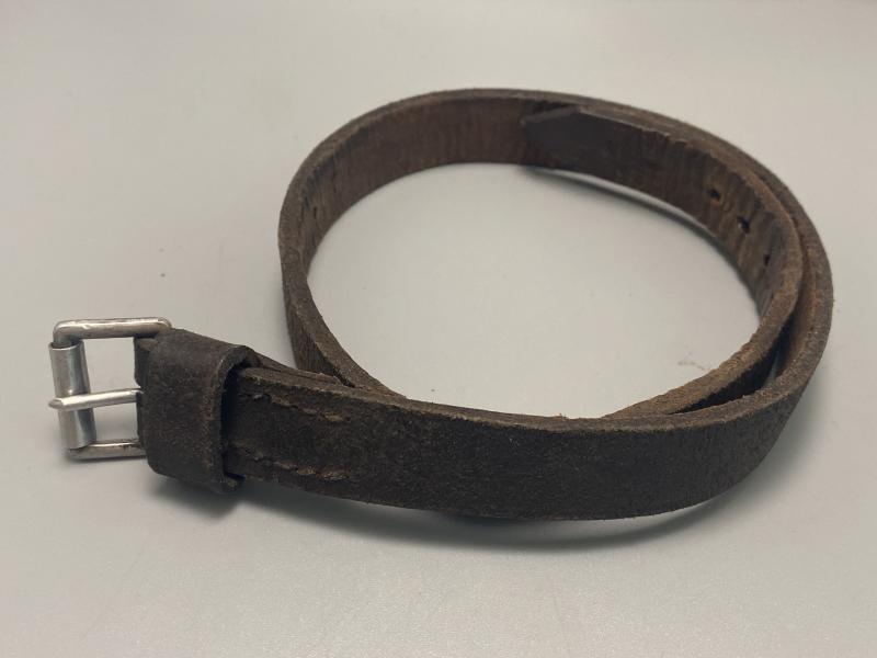 45cm German Black Leather Equipment Strap LBA Marked & Named