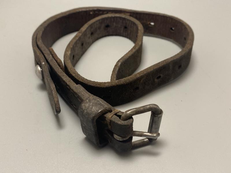 Black Leather German Zeltbahn Equipment Strap Aachen 1940