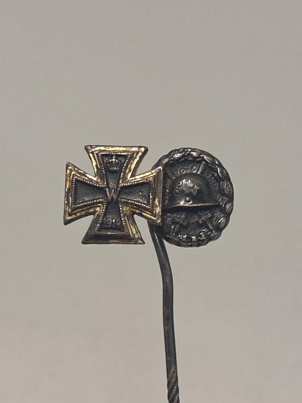 WW1 German Iron Cross & Wound Badge Stick Pin L/18