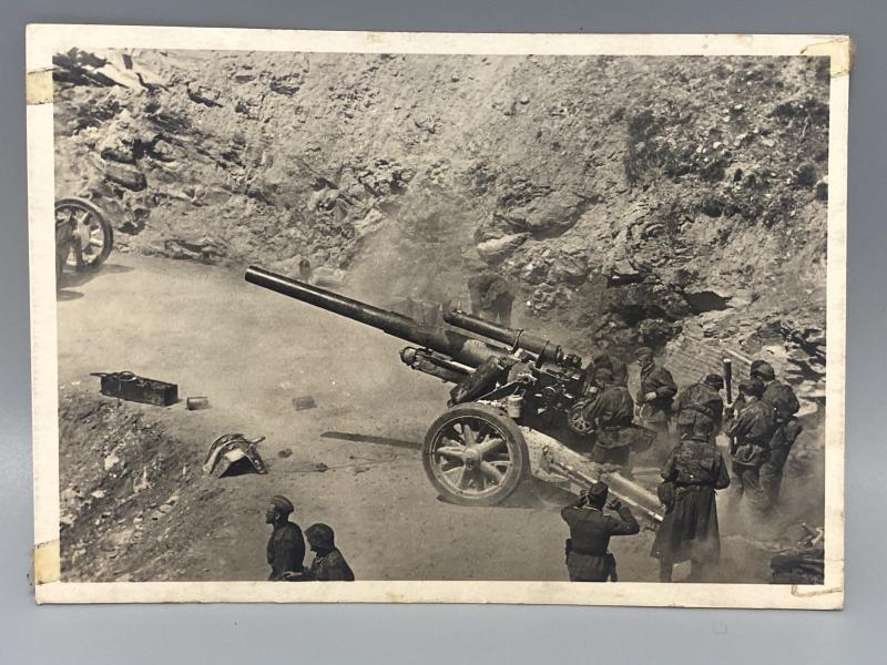 Waffen SS “Artillerie in Einer Paßstraße” Photo Postcard