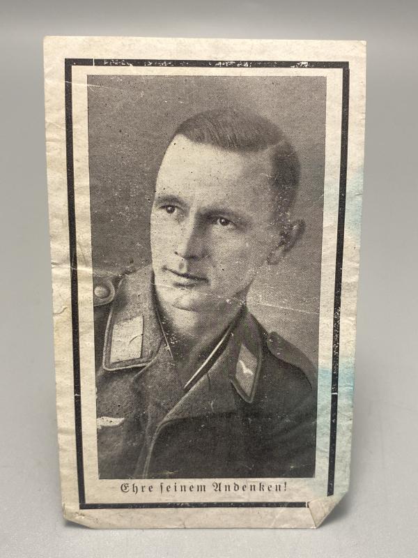 German Airforce Death Card Johann Mittenzellner Died of Illness Norway 1943
