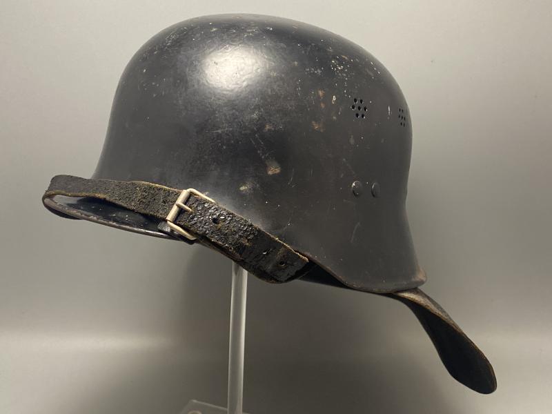Third Reich German Fireman’s Helmet with Neck Flap