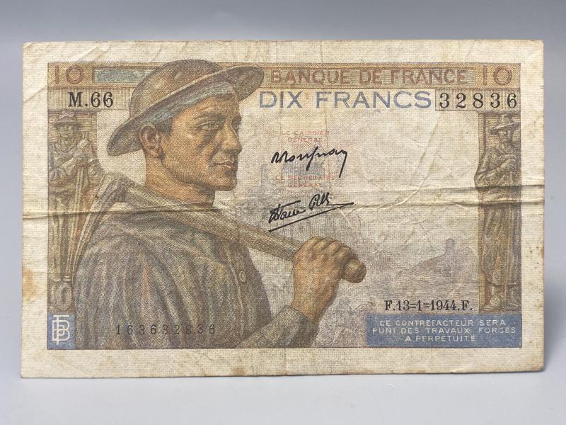 French 10 Francs Bank Note 1944