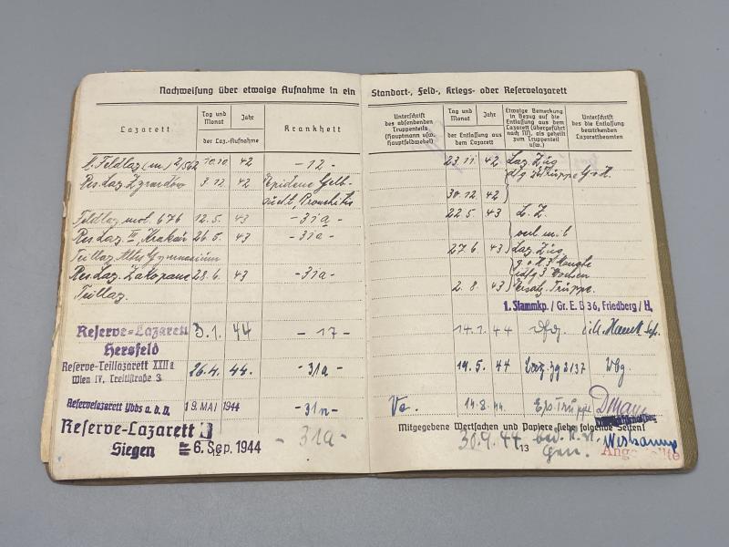 German Army Soldbuch Unteroffizier Heinrich Becker Gren.E.B.36 & 57 9th Infantry Division