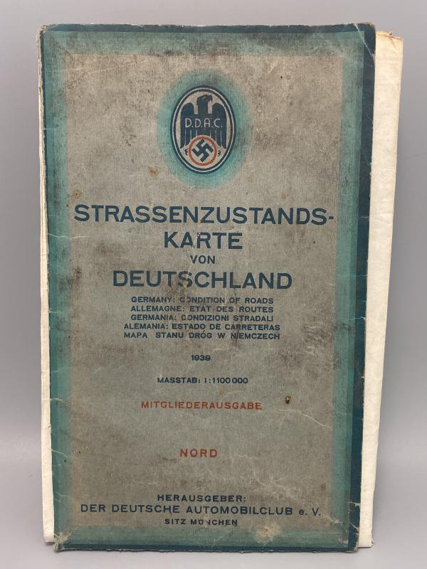 German Automobile Club Map of Germany Dated 1939