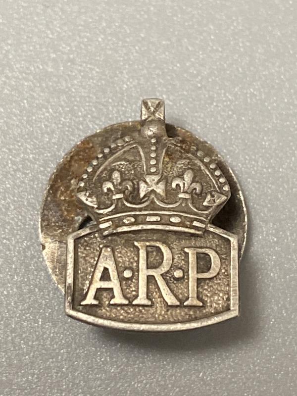 Miniature WW2 Silver Air Raid Precautions Lapel Badge
