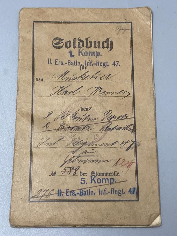 WW1 German Army Soldbuch Infantry Regiment 47 Eastern Front