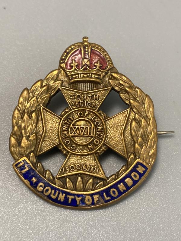 WW1 17th County Of London Rifles Sweet Heart Brooch
