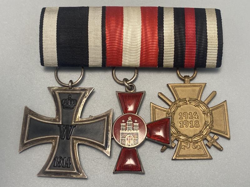 WW1 German Trio Iron Cross With Hanseatic Cross Hamburg