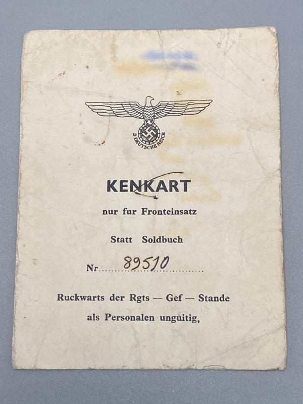 Frontline Field Issue German Army Kenkarte Feldwebel Gerhard Schulze