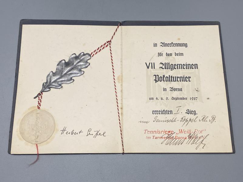 Hitler Youth Gymnastics Certificate 1937