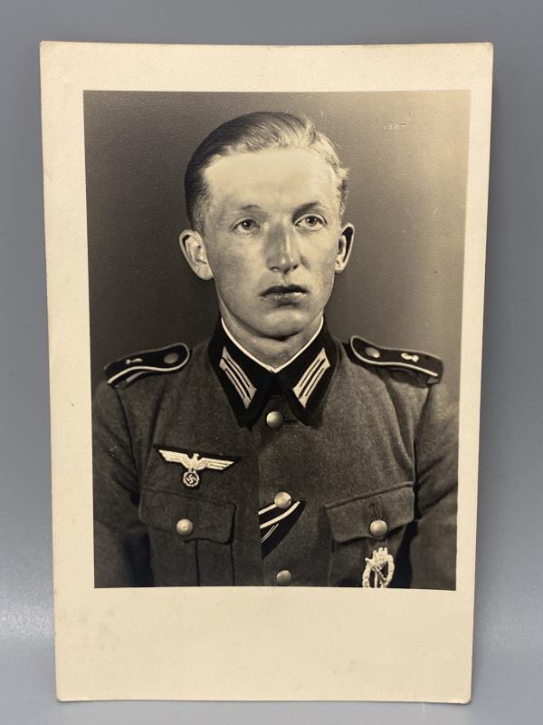 WW2 German Army Photograph Infantry Assault Badge Postcard Size