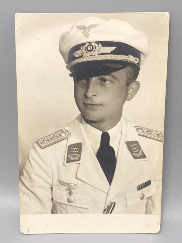 WW2 German Luftwaffe Officer in Summer Dress Postcard Photograph
