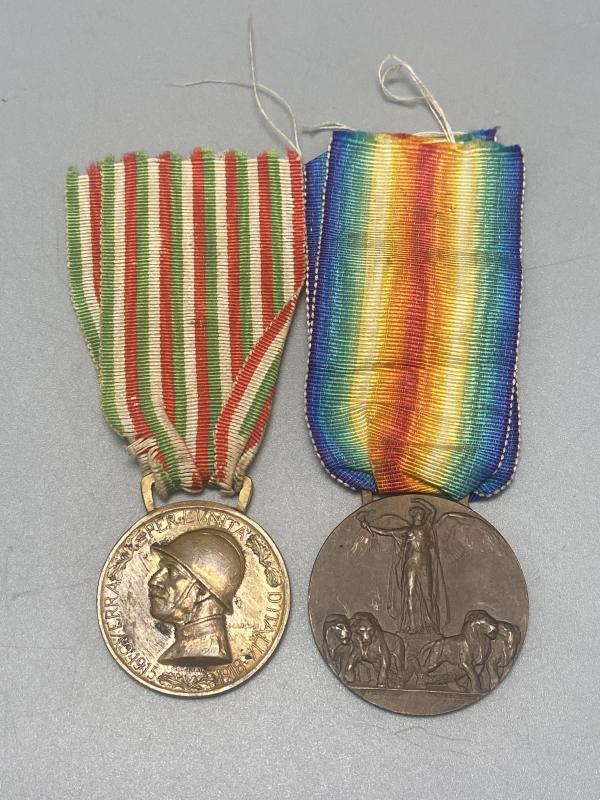 WW1 Italian Victory Medal & War Against Austria Medal