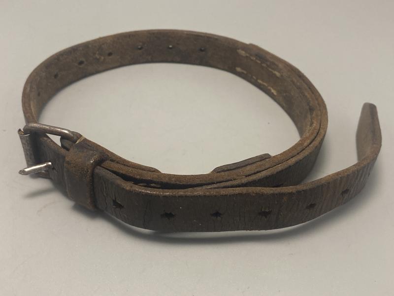 German Army Black Leather Zeltbahn Equipment Strap