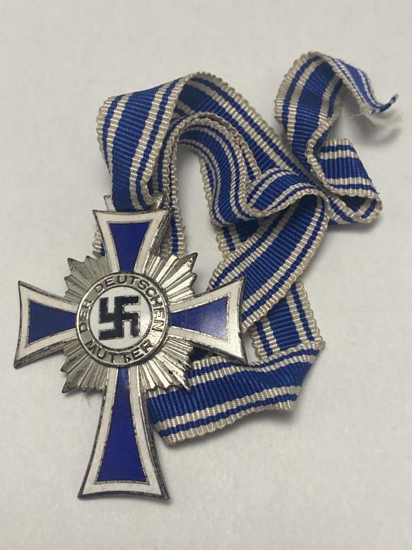 Third Reich Silver Grade Mothers Cross With Ribbon