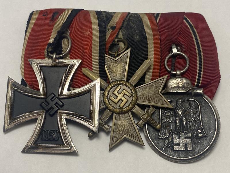 Three Placement Mounted Medal Bar EK2, KVK2, Ostmedaille