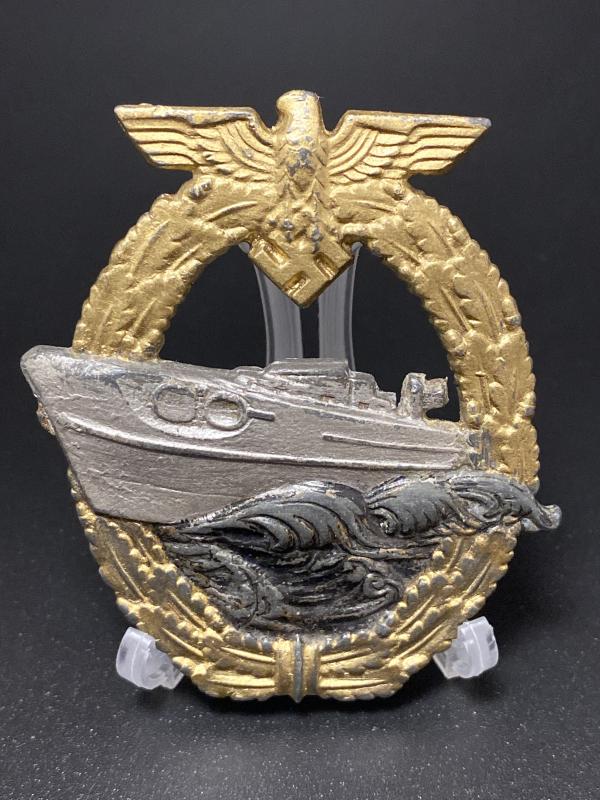 Kriegsmarine Zinc E-Boat Badge Adolf Scholze