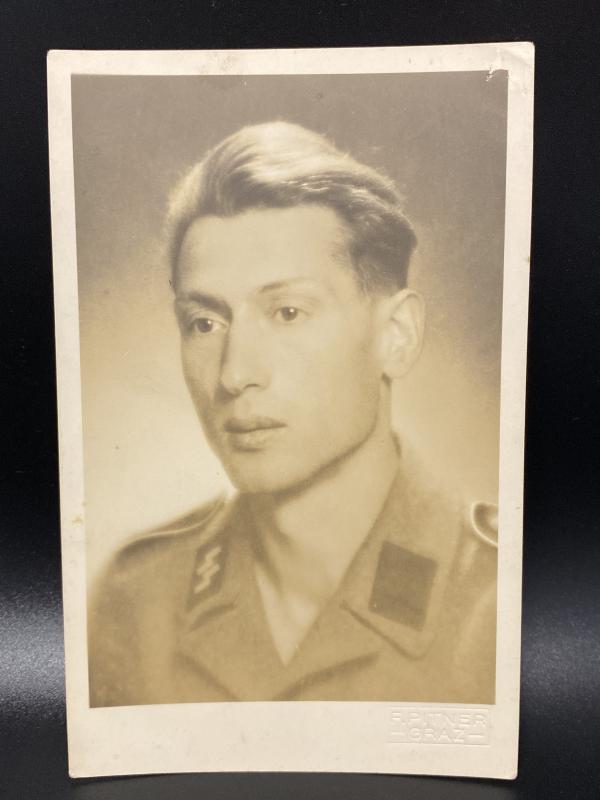 Waffen SS Soldier Studio Portrait Postcard Size