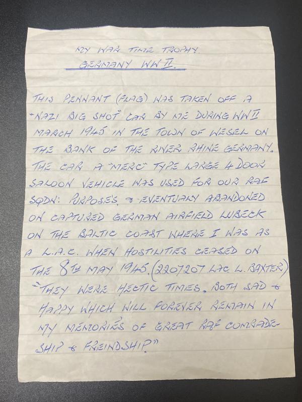 German NSDAP Car Pennant With Veteran Provenance