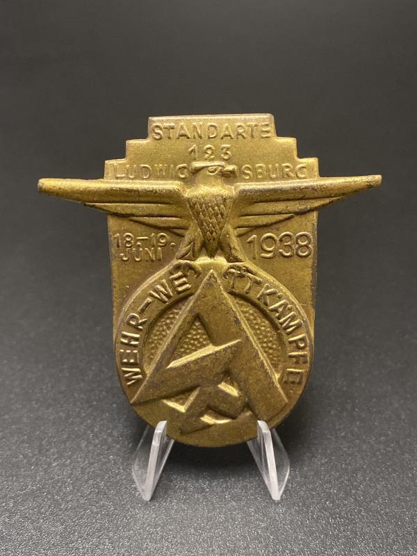 SA Sturmabteilung Standarte 123 Ludwigsburg Wehr-Wettkämpfe 1938 Day Badge