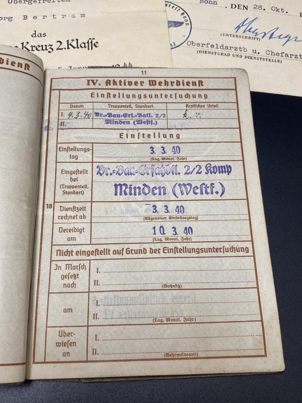 German Army Wehrpass Obergefreiter Georg Bertram 3rd ID & Citations
