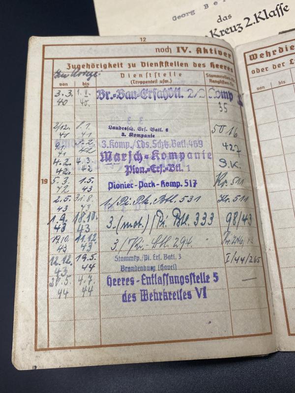 German Army Wehrpass Obergefreiter Georg Bertram 3rd ID & Citations