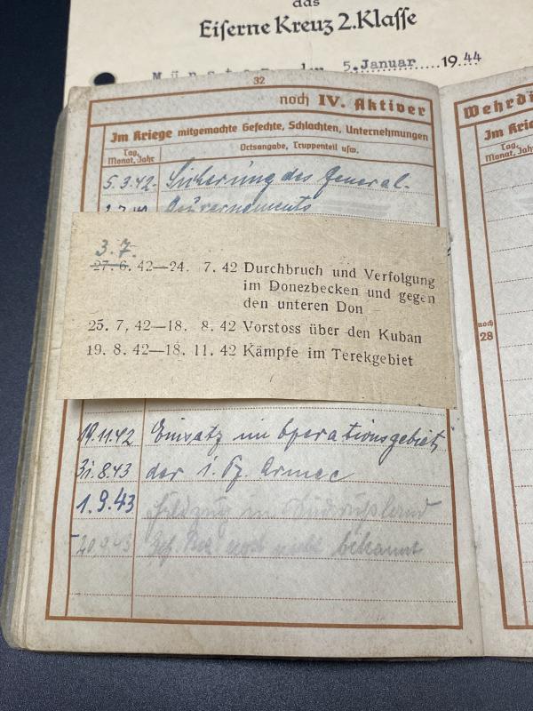 German Army Wehrpass Obergefreiter Georg Bertram 3rd ID & Citations